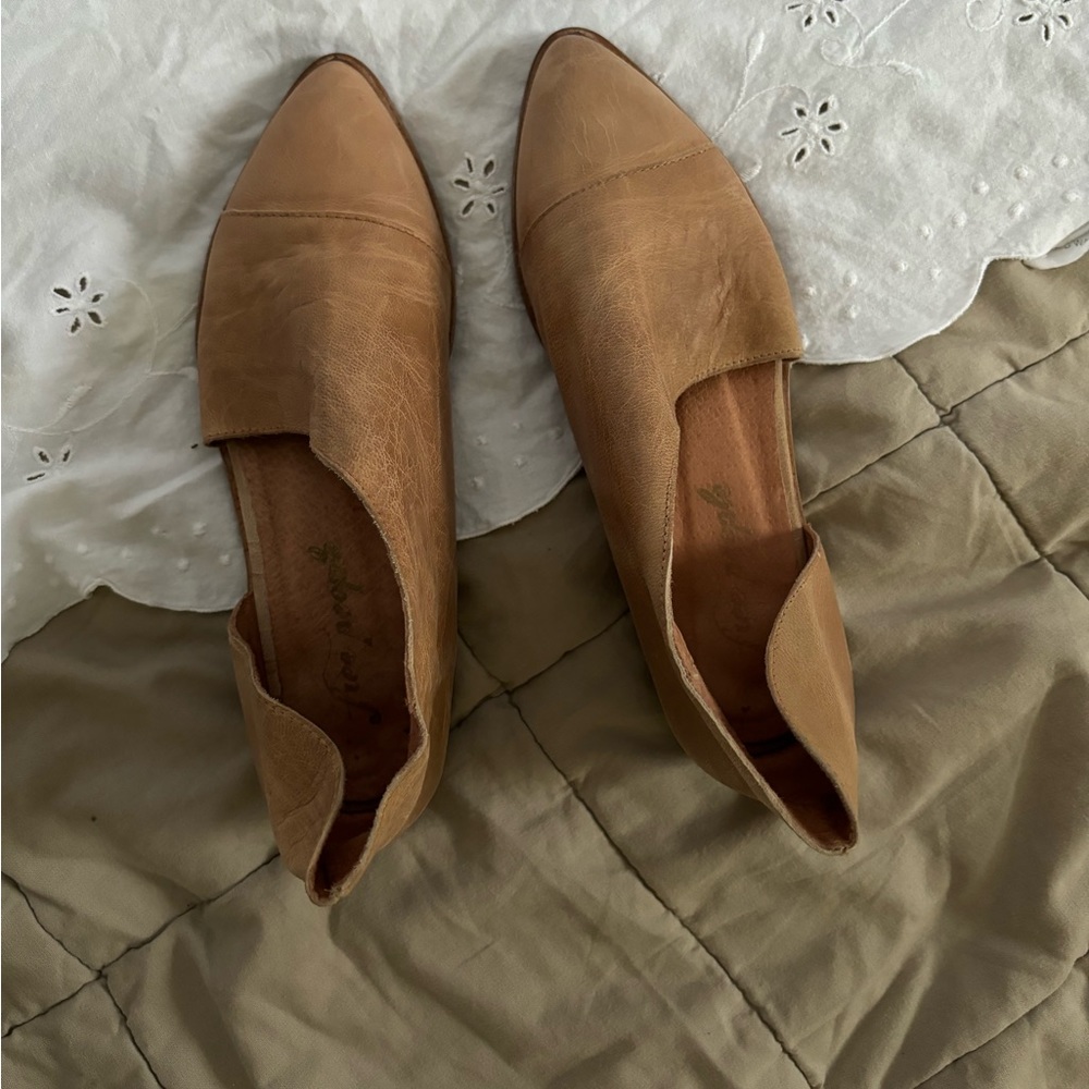 Free People shoes flats Royale Brown Leather Cutout Distressed Boho Ankle